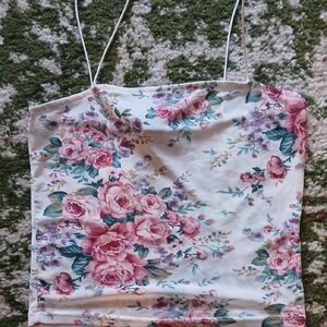 Forever 21 Floral Print Tank Top - Pink and Green